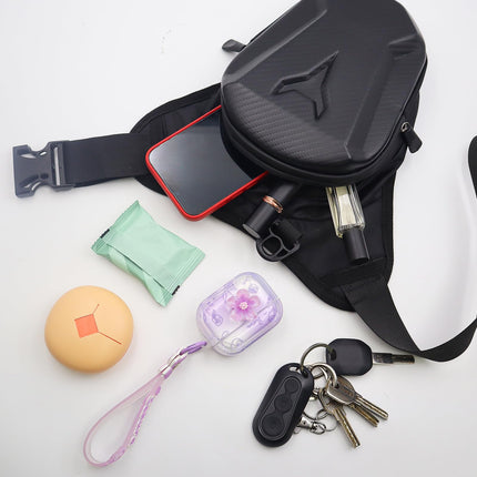 BEELUKY Marsupio da Gamba per Moto Marsupio Cosciale in EVA per Uomo e Donna Marsupio Moto da Gamba Sportivo da Gamba con Multitasche per Corsa Ciclismo Moto Sport e Lavoro
