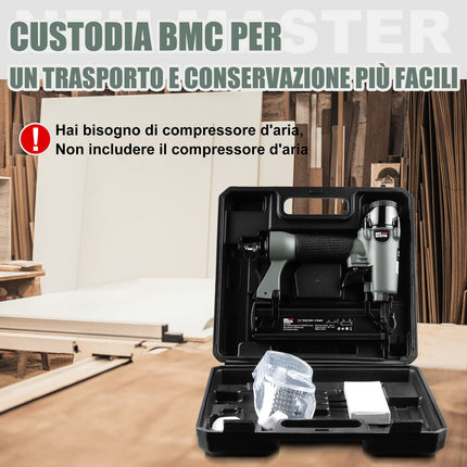 Chiodatrice Pneumatica, 2 in 1 Sparachiodi Aria Pneumatica con 800 Chiodi e 200 Graffette,Graffettatrice Pneumatica con Occhiali di Protezione e Custodia in Plastica Portatile