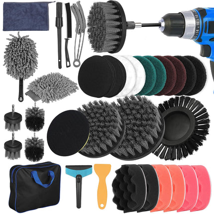 32 Pezzi Testina Spazzola Avvitatore a Batteria, Set Spazzole per Trapano, Kit Spazzola Trapano Power Scrubber per Cerchi, Tappeti, Bagno, Auto, Piastrelle, Pavimento