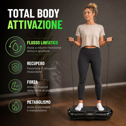 Pedana Vibrante Bluefin Fitness Ultra Slim Power | Modellatore Vibrante | 5 programmi + 180 livelli | Allenamento completo | Fitness silenzioso a casa | Facile da riporre | Design elegante e compatto