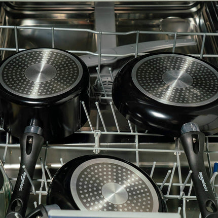 Amazon Basics - Set di pentole in ceramica antiaderente per induzione, 6 pezzi, con coperchi