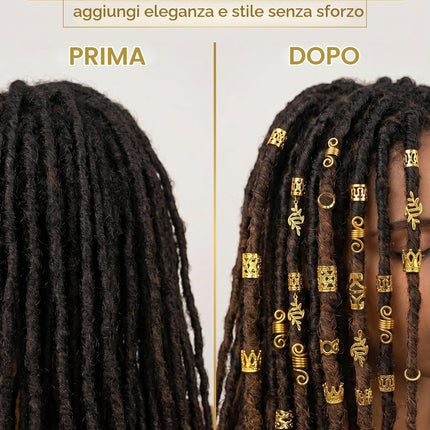 YIPFEN Accessori Dreadlock Trecce 290 Pezzi Oro - Anelli, Perline, Polsini. Kit decorazione versatile per festival, feste, eventi speciali. Crea uno stile unico e accattivante.