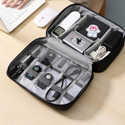 AiQInu Organizer Borsa da Viaggio 2 Strati Resistente All'acqua Portatile per Cavi, Caricatore, Chiavetta USB, Auricolare, Power Bank, Hard Disk, Scheda SD