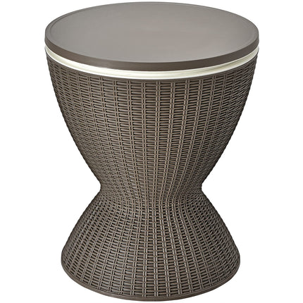RELAX4LIFE 3-in-1 Tavolino Bar da Esterno/Tavolo Frigo/Secchiello Portaghiaccio 30L, Altezza Regolabile 57,5/82cm, Effetto Rattan PP resistente UV, per Esterno Giardino Piscina Campeggio (Marrone)