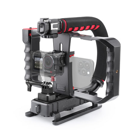 Zeadio Stabilizzatore video portatile per videocamera d’azione con supporto video per smartphone per tutte le videocamere d’azione, videocamere e smartphone