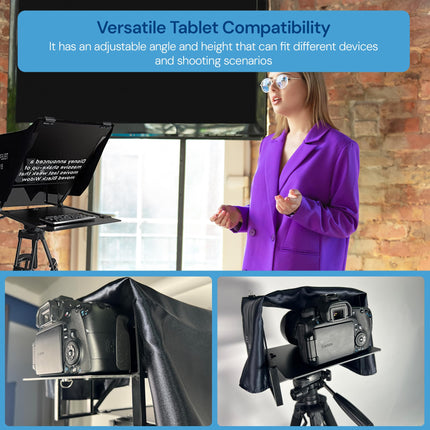 Leeventi Teleprompter Compatibile con Ipad, Tablet, Smartphone e Fotocamera Dslr, Controllo con Telecomando o App, Compatibile con Android e iOS, Ideale per Registrazioni Video (Version 5.0)