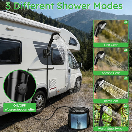 Doccia da Campeggio Portatile 20L Secchio Pieghevole 6000mAh Display LED