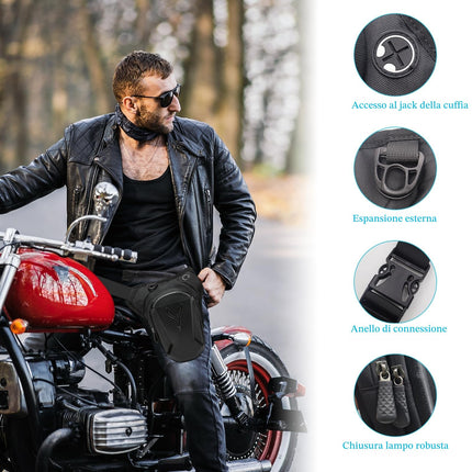 BEELUKY Marsupio da Gamba per Moto Marsupio Cosciale in EVA per Uomo e Donna Marsupio Moto da Gamba Sportivo da Gamba con Multitasche per Corsa Ciclismo Moto Sport e Lavoro