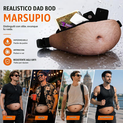BuyWeek Tasca Pancia Di Birra, Papà Bod Marsupio in PU Impermeabile Divertente Papà Borsa con Cerniera per Corsa All'aperto