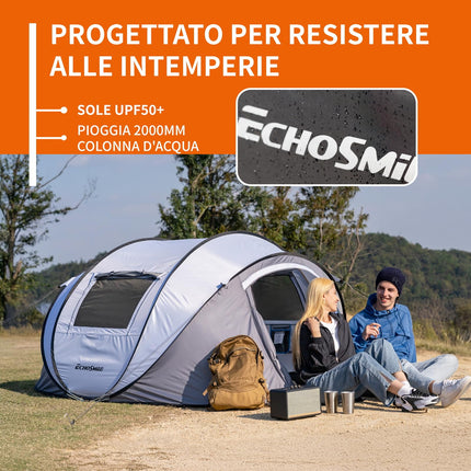 EchoSmile Tenda da Campeggio Pop Up 2/4/6 Posti Istantanea Tenda Campeggio
