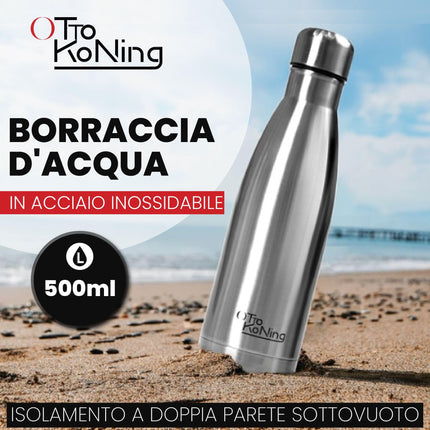 OTTO KONING Borraccia Termica 500 ml Acciaio Inox 18/8 Senza BPA