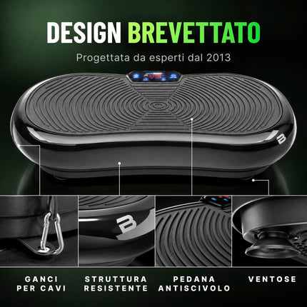 Pedana Vibrante Bluefin Fitness Ultra Slim Power | Modellatore Vibrante | 5 programmi + 180 livelli | Allenamento completo | Fitness silenzioso a casa | Facile da riporre | Design elegante e compatto