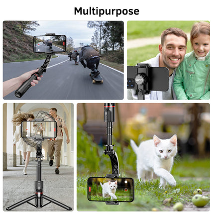 Stabilizzatore cardanico per smartphone con telecomando, treppiede estensibile in alluminio, rotazione automatica a 360°, bilanciamento automatico per registrazione video live, vlogging, YouTube,