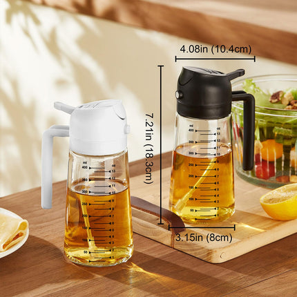 TrendPlain Spruzzino Olio per Friggitrice Aria 470ml, Dosatore Olio 2 in 1, Oliera Spray per Cucina, Insalata e Aceto, Accessori Cucina senza BPA (Nero)