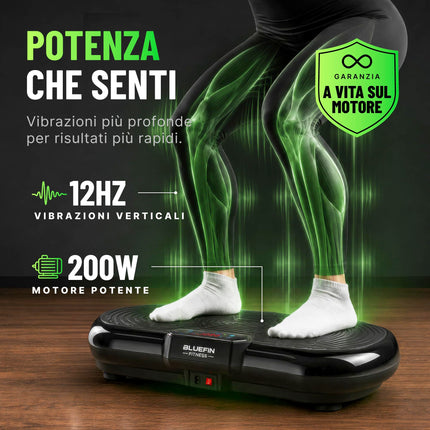 Pedana Vibrante Bluefin Fitness Ultra Slim Power | Modellatore Vibrante | 5 programmi + 180 livelli | Allenamento completo | Fitness silenzioso a casa | Facile da riporre | Design elegante e compatto