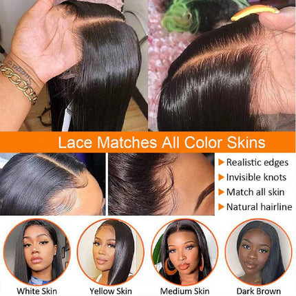 Salharer Parrucca Donna Capelli Veri Umani 13x6 Lace Front Wig Body Wave Human Hair Wig #1B Natural Black Wig Pre Plucked with Baby Hair 180% Density Hair 30 Pollice
