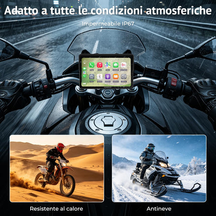 Wonsidary W722TPMS Schermo CarPlay Moto 7" Senza Fili con Android Auto,TPMS