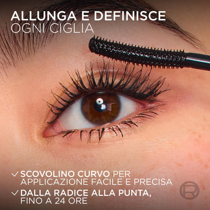 L'Oréal Paris Telescopic Extensionist Mascara, Ciglia Lunghe e Definite per 24H, Curvatura impeccabile, Formula con Fibre Allunganti e Pigmenti Magnetici, Nero, 9,9 ml