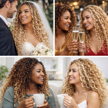 Extension Capelli Ricci Lunghi 75cm - Set 9 Pezzi 330g in Bioproteina – Look Naturale Voluminoso Ondulato – Scalatura Professionale 65/70/75cm - Effetto Riccio (Total Black), PAMELA