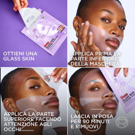 L'Oréal Paris Revitalift Glass Skin Maschera in Idrogel Viso, 4pz