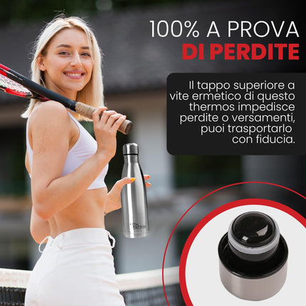 OTTO KONING Borraccia Termica 500 ml Acciaio Inox 18/8 Senza BPA