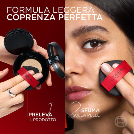 L'Oréal Paris Fondotinta Cushion, Per Tutti i Tipi di Pelle, Tenuta 24H, Pelle Uniforme e Senza Imperfezioni, Formula Leggera e Traspirante, Infaillible Air Wear Cushion, Tonalità: 120, 11 g