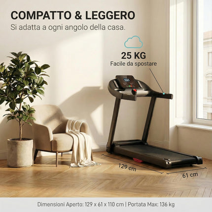 Kdtoll Tapis Roulant Salvaspazio 14km/h, Tapis Roulant Elettrico Pieghevole con Inclinazione 15%, Walking Pad Pieghevole da Casa, Motore Silenzioso 3.0 HP, Display LED, Portata 136 kg