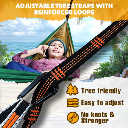 NTUREFUN Amaca da Campeggio da Viaggio Ultraleggera | Capacità di Carico 300kg,(275 x140 cm) Traspirante,Nylon da Paracadute ad Asciugatura Rapida | 2 x Moschettoni, 2 x Corde in Nylon Incluse