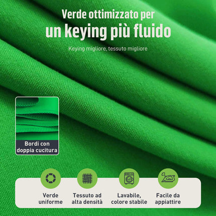 Heysliy Sfondo verde schermo con supporto kit, 6,5 x 6,5 m portatile verde schermo stand con schermoverde da 5 x 6,5 m per streaming, videogiochi, zoom
