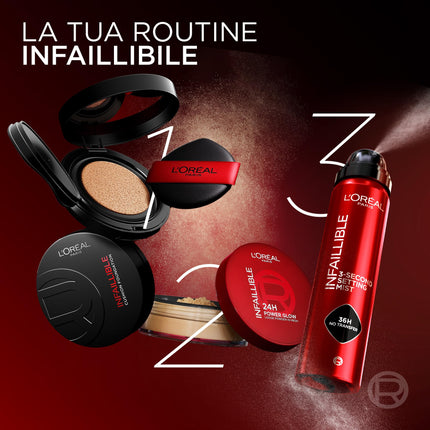 L'Oréal Paris Fondotinta Cushion, Per Tutti i Tipi di Pelle, Tenuta 24H, Pelle Uniforme e Senza Imperfezioni, Formula Leggera e Traspirante, Infaillible Air Wear Cushion, Tonalità: 120, 11 g