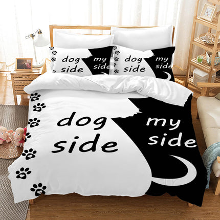 UGZDEA Set di 3 copripiumini con lato del cane e il mio lato 200x200cm, in morbida microfibra, per adulti, decorazione della camera da letto (Double（200x200cm）, A)