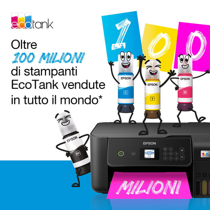 Epson EcoTank ET-2870 Stampante con Serbatoi D’inchiostro | Stampa a Casa Alti Volumi | Wi-Fi | A4 | Stampa, Copia, Scansione | Display LCD 3.7 cm | 3 Anni D'Inchiostro Inclusi