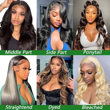 Salharer Parrucca Donna Capelli Veri Umani 13x6 Lace Front Wig Body Wave Human Hair Wig #1B Natural Black Wig Pre Plucked with Baby Hair 180% Density Hair 30 Pollice
