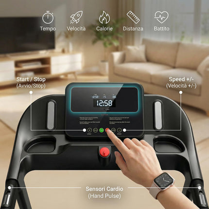 Kdtoll Tapis Roulant Salvaspazio 14km/h, Tapis Roulant Elettrico Pieghevole con Inclinazione 15%, Walking Pad Pieghevole da Casa, Motore Silenzioso 3.0 HP, Display LED, Portata 136 kg