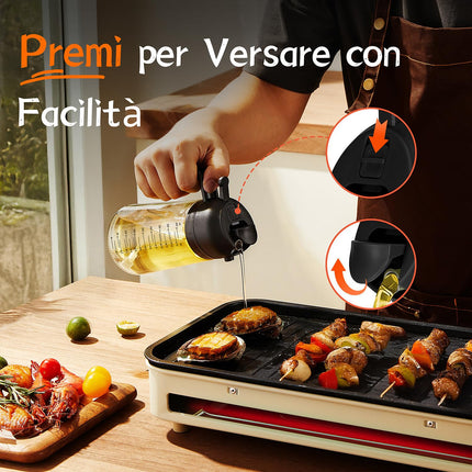 TrendPlain Spruzzino Olio per Friggitrice Aria 470ml, Dosatore Olio 2 in 1, Oliera Spray per Cucina, Insalata e Aceto, Accessori Cucina senza BPA (Nero)