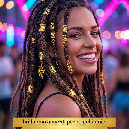 YIPFEN Accessori Dreadlock Trecce 290 Pezzi Oro - Anelli, Perline, Polsini. Kit decorazione versatile per festival, feste, eventi speciali. Crea uno stile unico e accattivante.