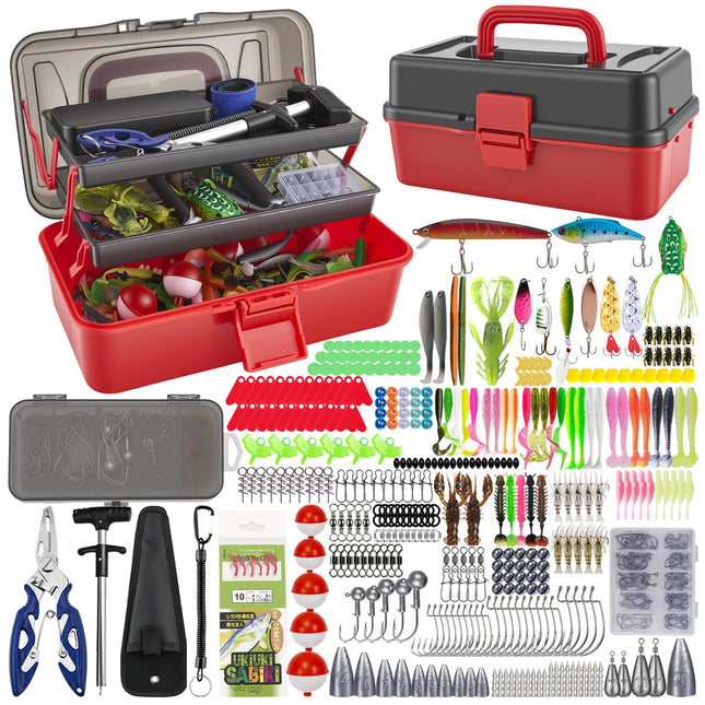 Set di 460 esche da pesca con grande scatola a 3 strati – Accessori da pesca completi con pinze, ganci, crankbait, svasatori, jig, piombo e molto altro ancora – regalo per uomini