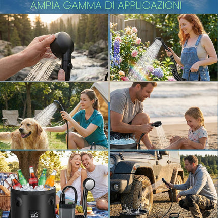Doccia da Campeggio Portatile 20L Secchio Pieghevole 6000mAh Display LED