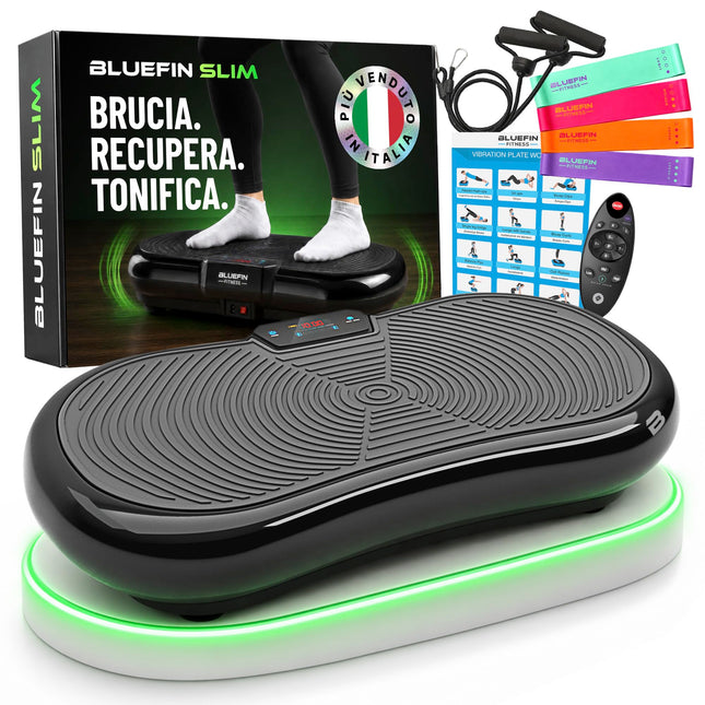 Pedana Vibrante Bluefin Fitness Ultra Slim Power | Modellatore Vibrante | 5 programmi + 180 livelli | Allenamento completo | Fitness silenzioso a casa | Facile da riporre | Design elegante e compatto