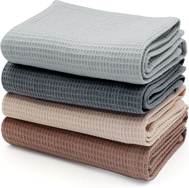 Strofinacci Cucina Cotone, Canovacci Cucina Cotone45 x 65 cm, 4 Pezzi in Aspetto Cialda, Asciugamani Cucina Super Assorbente