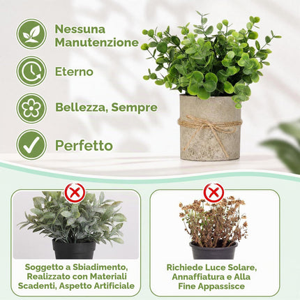 Cozary 5 Pezzi Piante Artificiali, Pianta Finta Realistica, Piantine Finte Decorative con Vasetto, per Decorazione Casa Ufficio Scrivania Tavolo Cucina Balcone Matrimonio Bagno di Casa