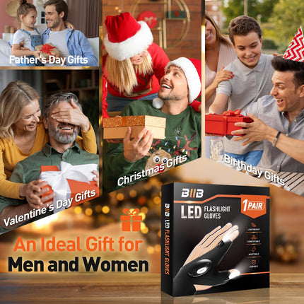 BIIB Regalo Uomo, Guanti LED con Luce, Gadget Utili per Pesca e Campeggio