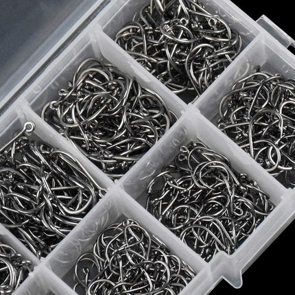 Amo da Pesca, 600 Pz Ami da Pesca in 10 Dimensioni, Amo da Pesca Occhiello, Ganci Spinato, Ami da Pesca in Acciaio al Carbonio con Scatola di Plastica, 3# - 12#