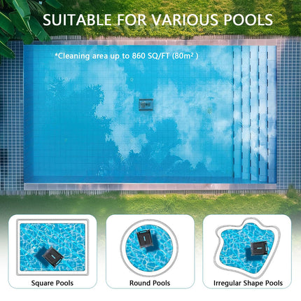 moupeaktain Skimmer per Piscina Senza Fili Ad Energia Solare, Robot Pulitore Automatico per Piscina, Aspirapolvere per Piscina con Doppia Ricarica / 2 modalità/Evita Ostacoli/Parcheggio Autonomo