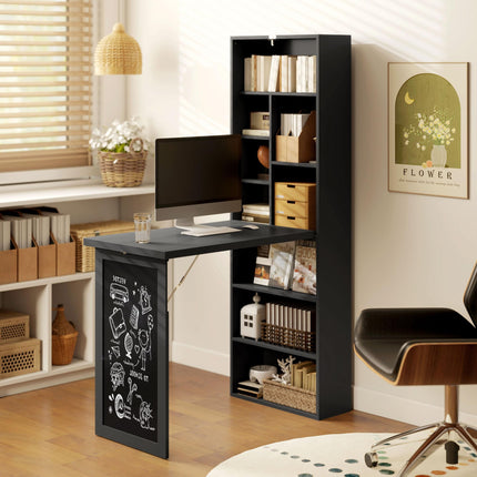 HOMCOM Scrivania con Libreria e Lavagna Nera 98x51x153 cm Nero