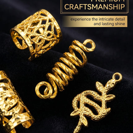 YIPFEN Accessori Dreadlock Trecce 290 Pezzi Oro - Anelli, Perline, Polsini. Kit decorazione versatile per festival, feste, eventi speciali. Crea uno stile unico e accattivante.