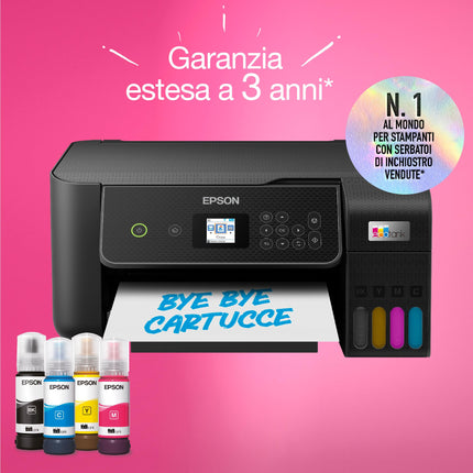 Epson EcoTank ET-2870 Stampante con Serbatoi D’inchiostro | Stampa a Casa Alti Volumi | Wi-Fi | A4 | Stampa, Copia, Scansione | Display LCD 3.7 cm | 3 Anni D'Inchiostro Inclusi