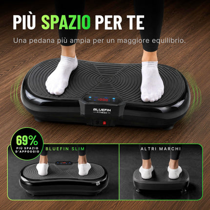 Pedana Vibrante Bluefin Fitness Ultra Slim Power | Modellatore Vibrante | 5 programmi + 180 livelli | Allenamento completo | Fitness silenzioso a casa | Facile da riporre | Design elegante e compatto