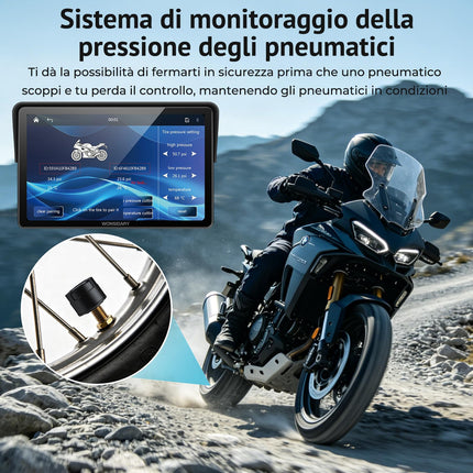 Wonsidary W722TPMS Schermo CarPlay Moto 7" Senza Fili con Android Auto,TPMS