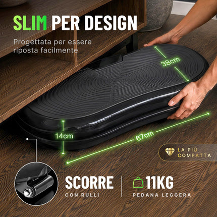 Pedana Vibrante Bluefin Fitness Ultra Slim Power | Modellatore Vibrante | 5 programmi + 180 livelli | Allenamento completo | Fitness silenzioso a casa | Facile da riporre | Design elegante e compatto